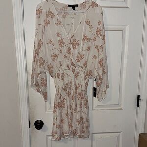Forever 21 Floral Mini Dress in Cream and Brown